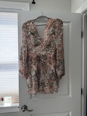 Express Floral Long-Sleeve romper in Blush and Olive